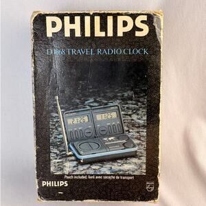 VTG PHILIPS D1868 TRAVEL FM RADIO DUAL WORLD TIME ALARM CLOCK *NOT TESTED*